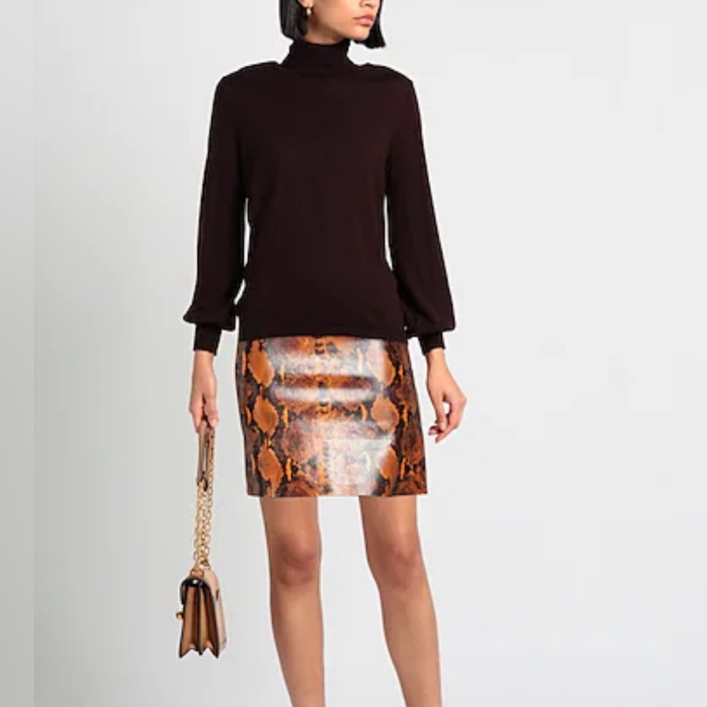 NWT PINKO Made in Italy 🇮🇹 BU CLUB Snake Print Mini Skirt Faux Leather Size 4